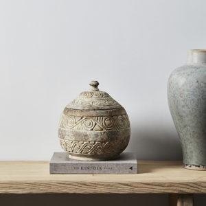 elegant urn round hand carved wooden urn