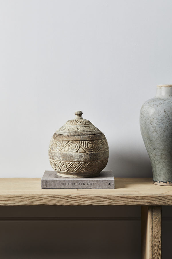 elegant urn round hand carved wooden urn